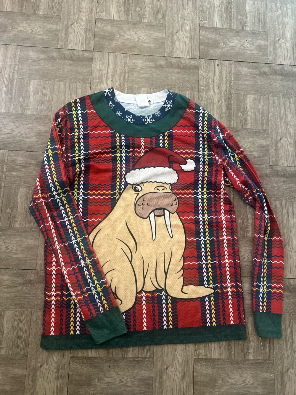 Kids Red Plaid Walrus Christmas Pajamas